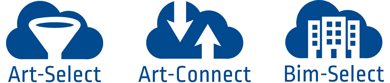 Compano logo's Art-Select, Art-Connect en BIM-Select - modules voor MDM